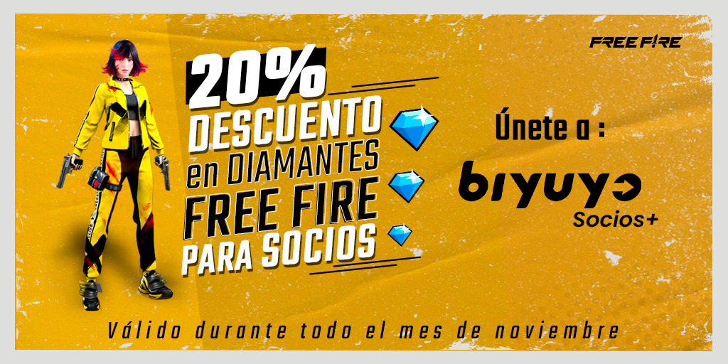 Descuento en pines Free Fire para SOCIOS + - biyuyo ve
